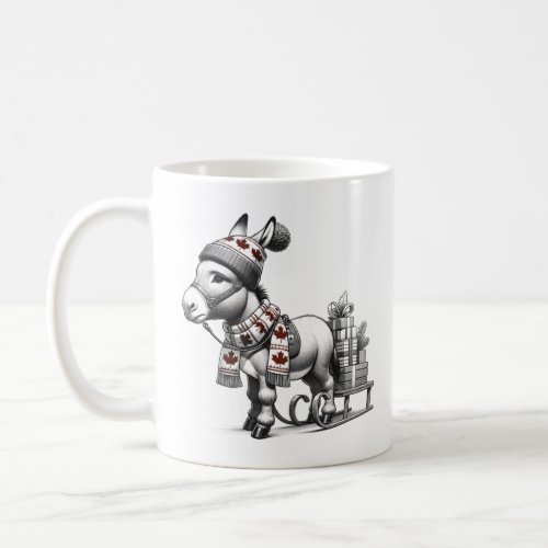 Cute Canadian Christmas Donkey  Coffee Mug