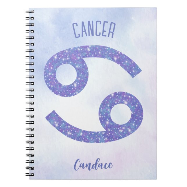 Cute Cancer Astrology Sign Personalized Notebook (Front)
