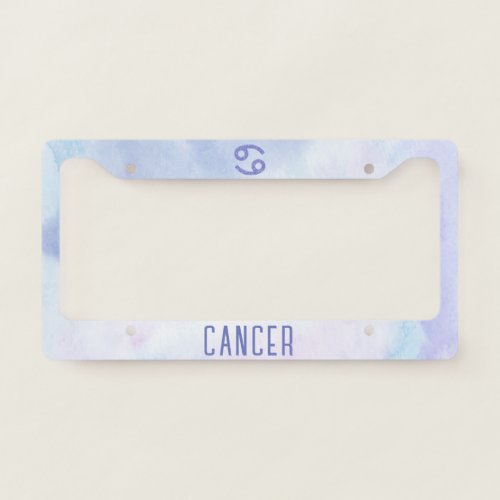 Cute Cancer Astrology Sign Purple License Plate Frame