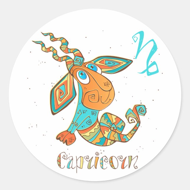 Cute Cancer Capricorn Classic Round Sticker (Front)