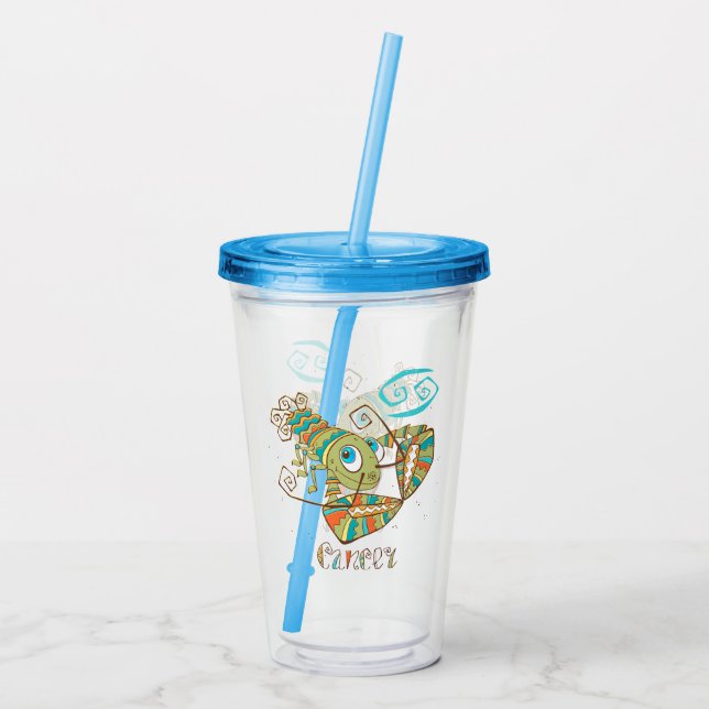 Cute Cancer Crab Acrylic Tumbler (Back)