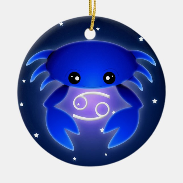 Cute Cancer Zodiac Ceramic Ornament (Front)