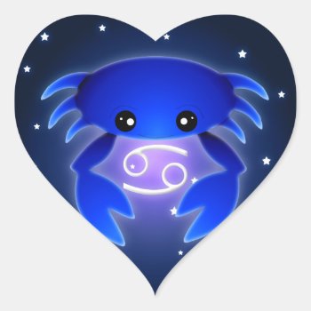 Cute Cancer Zodiac Heart Sticker by cutezodiac at Zazzle
