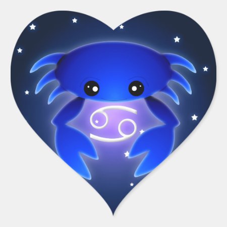 Cute Cancer Zodiac Heart Sticker