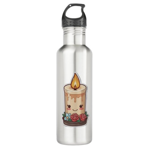  cute candle kawai stainless steel water bottle
