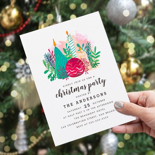 Cute Candles Family Christmas Holiday Party Invitation Postcard