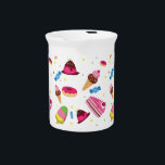 Cute candy and sweet colored pattern beverage pitcher<br><div class="desc">Cute and girly pitcher featuring a candy themed pattern.
Please visit our store for other matching items.
This item is part of a collection: table cloth,  napkins,  plates bowls and cups are also available
You can change the background color using button "customize it"</div>
