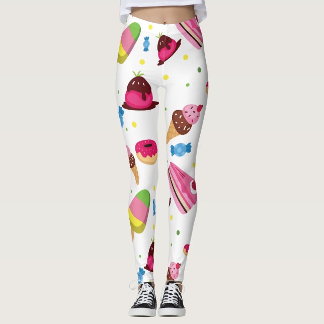 Cute candy and sweet colored pattern leggings (Front)