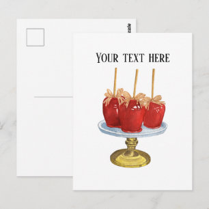 Cute candy apple vendors customizable postcard
