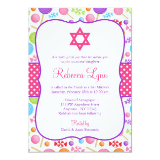 Cute Candy Bat Mitzvah Card