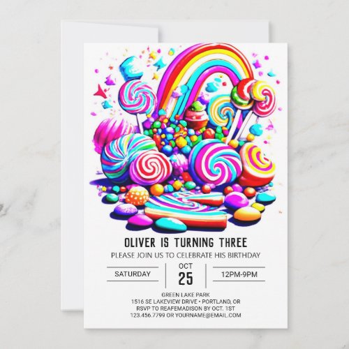 Cute Candy Boho Kids Birthday Invitation