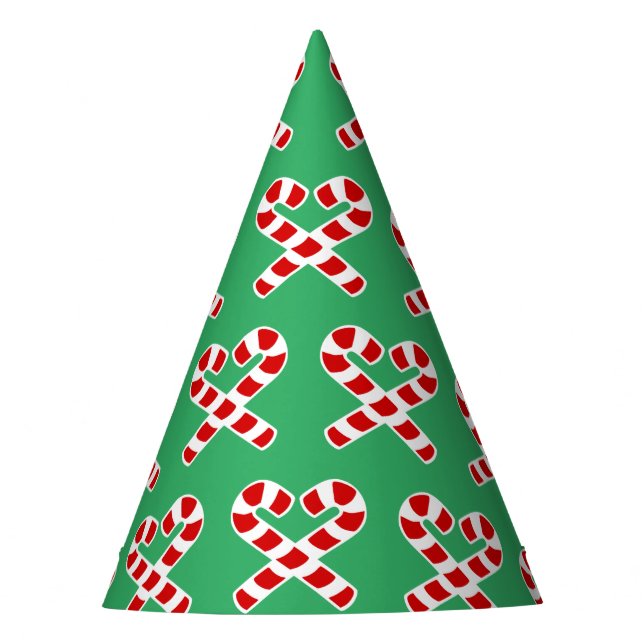 Cute candy cane Christmas party paper cone hats (Front)