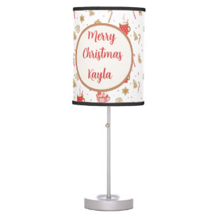Cute Candy Cane Cocoa Hot Pattern Merry Christmas  Table Lamp