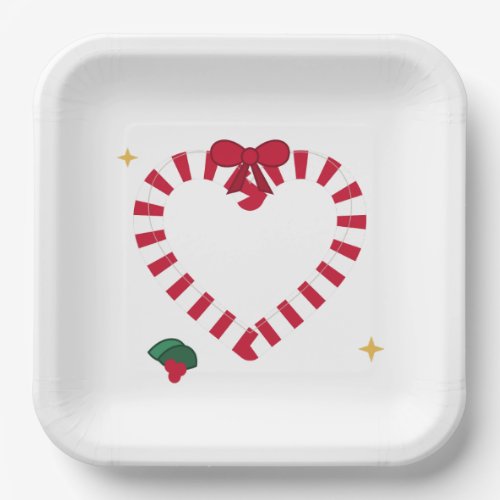 Cute Candy Cane Heart Christmas Soy Wax Candle Paper Plates