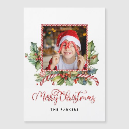 Cute Candy Cane Merry Christmas Floral Photo
