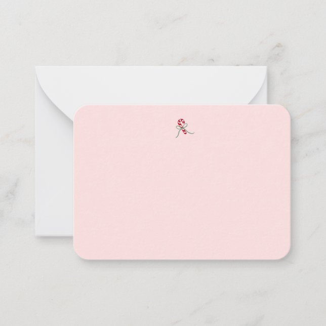 Cute Candy Cane Notecard in Pink (Front)