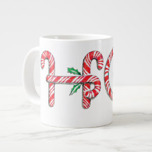 Cute Candy Cane Text Design with the Word HO! Giant Coffee Mug