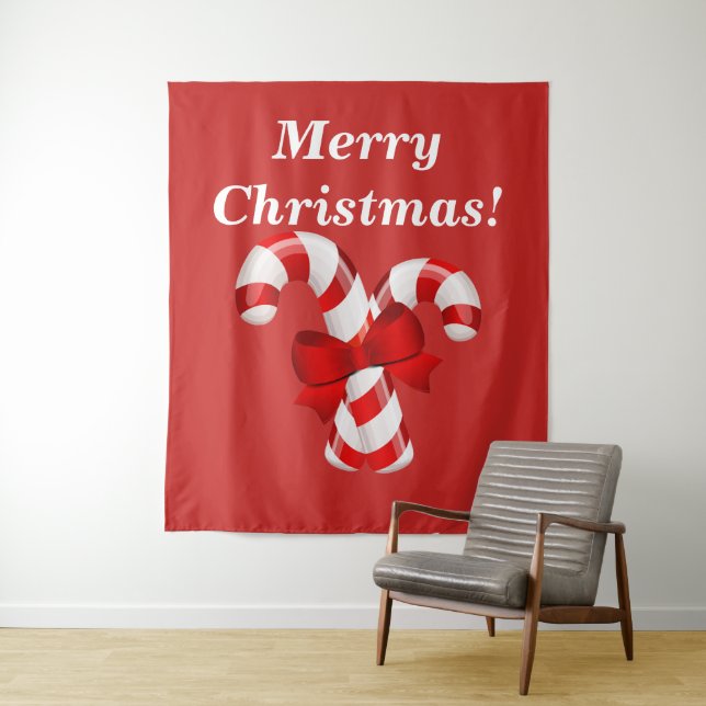 Cute Candy Cane Wall Tapestry (In Situ)