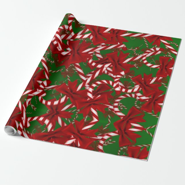 Cute Candy Cane  Wrapping Paper (Unrolled)