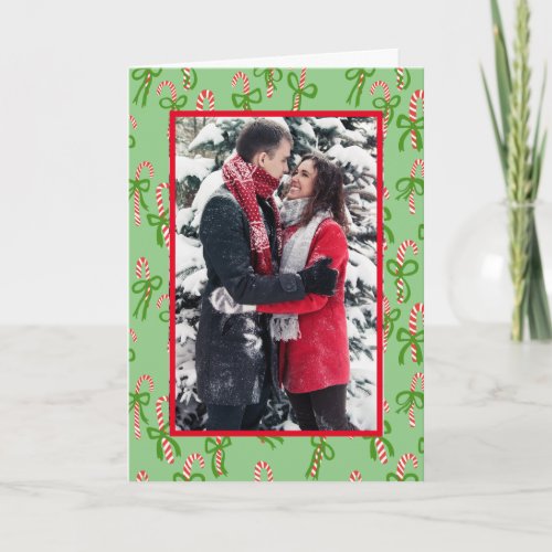 Cute Candy Canes Christmas Holiday CUSTOM PHOTO Card