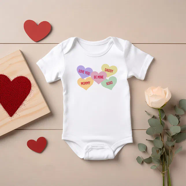 Cute Candy Conversation Hearts Valentine's Day Baby Bodysuit Zazzle