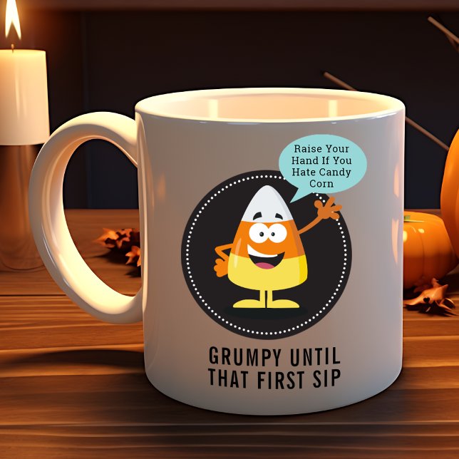 Cute Candy Corn Character Customizable Halloween Coffee Mug (Creator Uploaded)