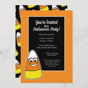 Cute Candy Corn Halloween Party Invitation