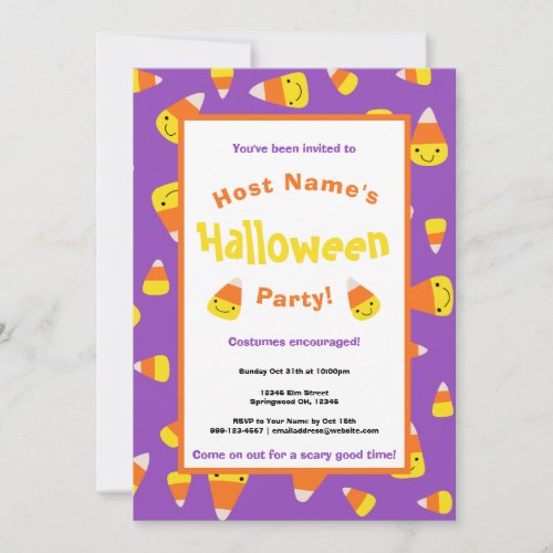 Cute Candy Corn Halloween Party Invitation