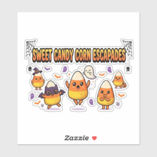 Cute Candy Corn Halloween Party Sticker
