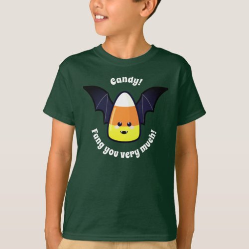 Cute Candy Corn Halloween Vampire Bat T_Shirt