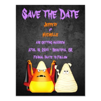 Cute Candy Corn Halloween Wedding Save the Date Magnetic Invitations