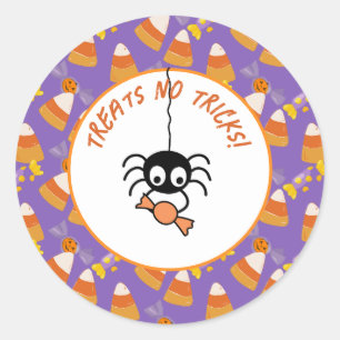 Cute Candy Corn Kids Halloween Party Spider Classic Round Sticker