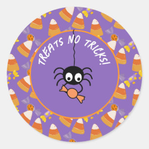 Cute Candy Corn Kids Halloween Party Spider Classic Round Sticker