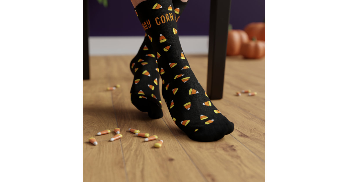 Personalized Candy Corn Halloween Socks