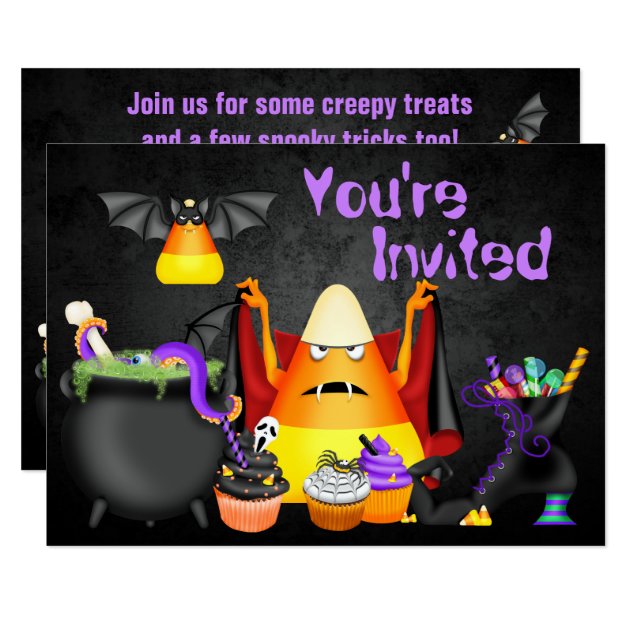 Cute Candy Corn Spooky Halloween Birthday Invite