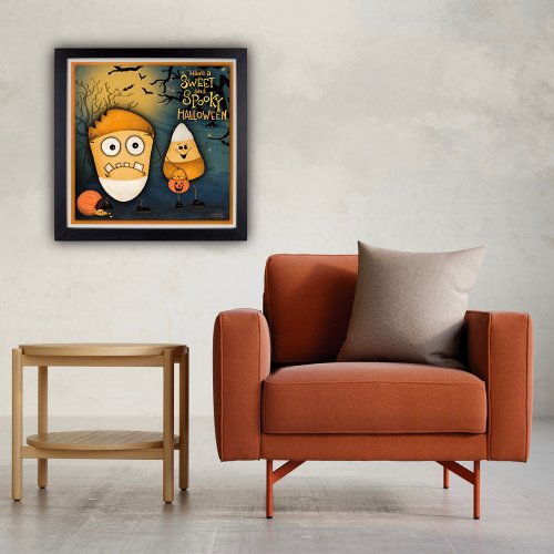 Cute Candy Corn Sweet and Spooky Halloween Poster