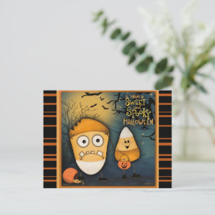 Cute Candy Corn Sweet Spooky Halloween Postcard