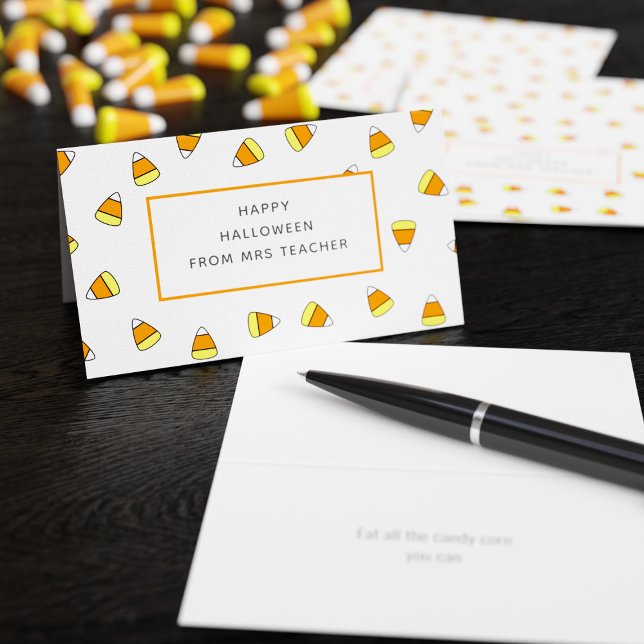 Cute Candy Corn Teacher Classroom Halloween Cards (Cute little classroom Halloween Cards. Just add your name)