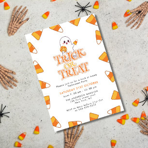 Cute Candy Corn Trick or Treat Halloween Party Invitation