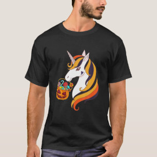 Cute Candy Corn Unicorn Halloween Funny Unicorn T-Shirt
