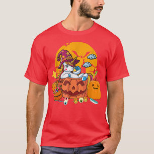 Cute Candy Corn Unicorn Halloween Pumpkin T-Shirt