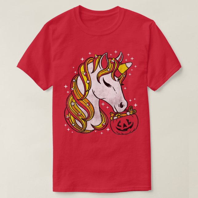 Cute Candy Corn Unicorn Halloween  T-Shirt (Design Front)
