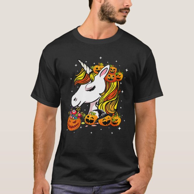 Cute Candy Corn Unicorn Halloween Top (Front)