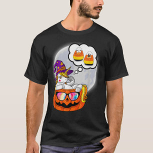 Cute Candy Corn Unicorn pumpkin rainbows Halloween T-Shirt