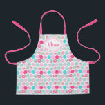 Cute Candy Cupcake Dots Girls Pink | White Apron<br><div class="desc">This cute personalized apron features a dots pattern, with cute sweet things on some of the dots - cupcakes, candies, cherries, and lollipops. Simply customize it with the little girl's name of your choice for an adorable, unique gift! Great idea for the young baker, chef, or artist! The background color...</div>