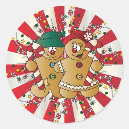Cute Candy Gingerbread Classic Round Sticker