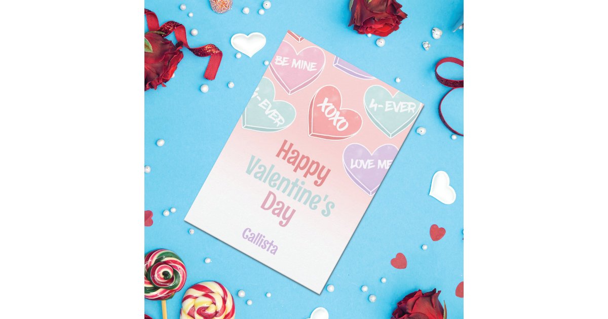 Cute Candy Hearts Valentine's Day Holiday Card | Zazzle