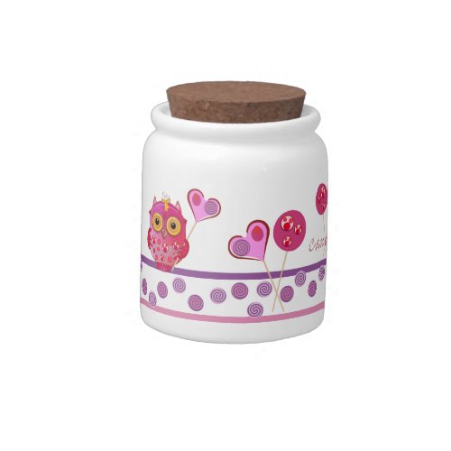 Cute Candy Jar with Lollipop Owls