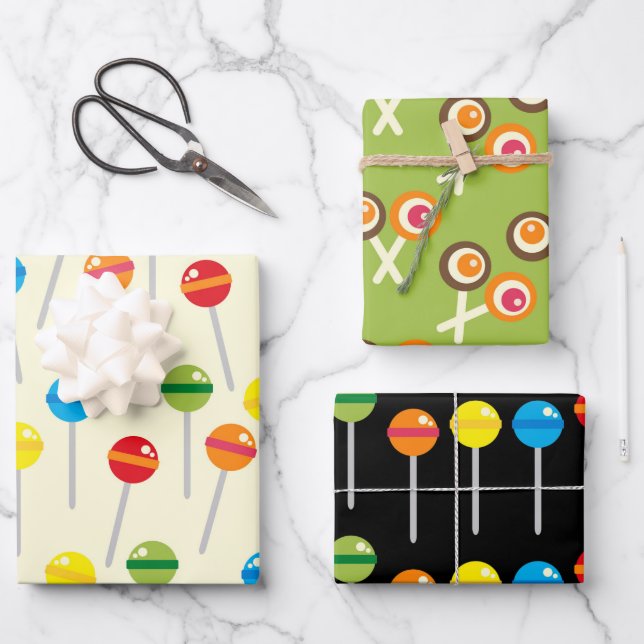 cute candy lollipops pattern  wrapping paper sheets (Front)