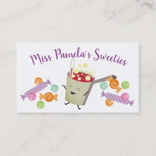 Cute candy making boiling sugar business card